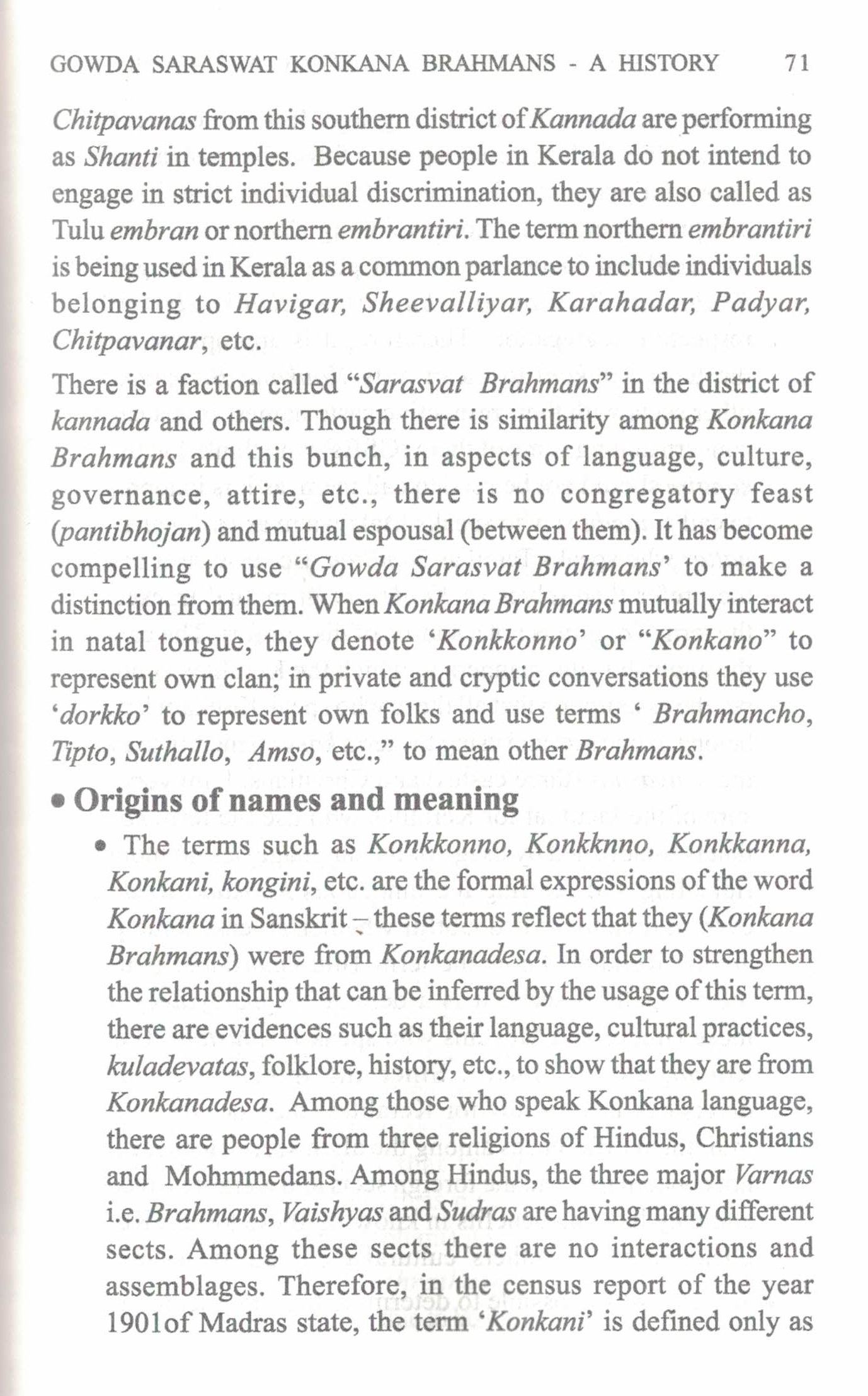 Gowda Saraswat Konkana Brahmans - A History